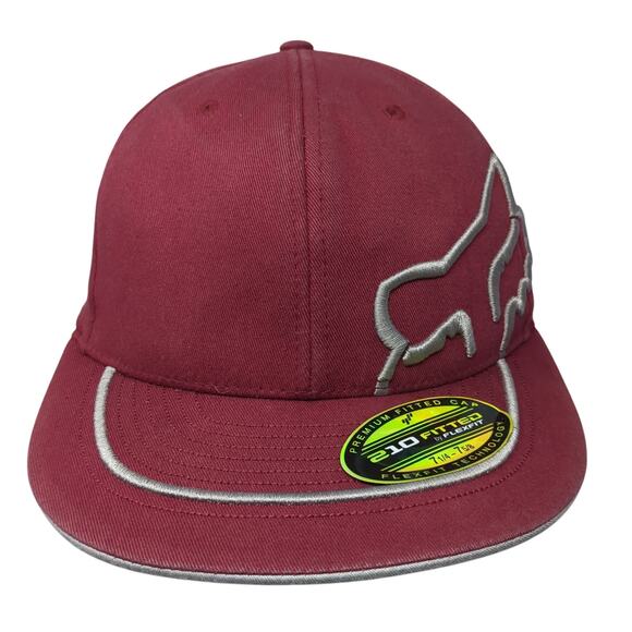 Fox 210 Fitted Baseball Cap Red Size 7 5/8 Lightweight Embroidered Flexfit - Picture 1 of 9